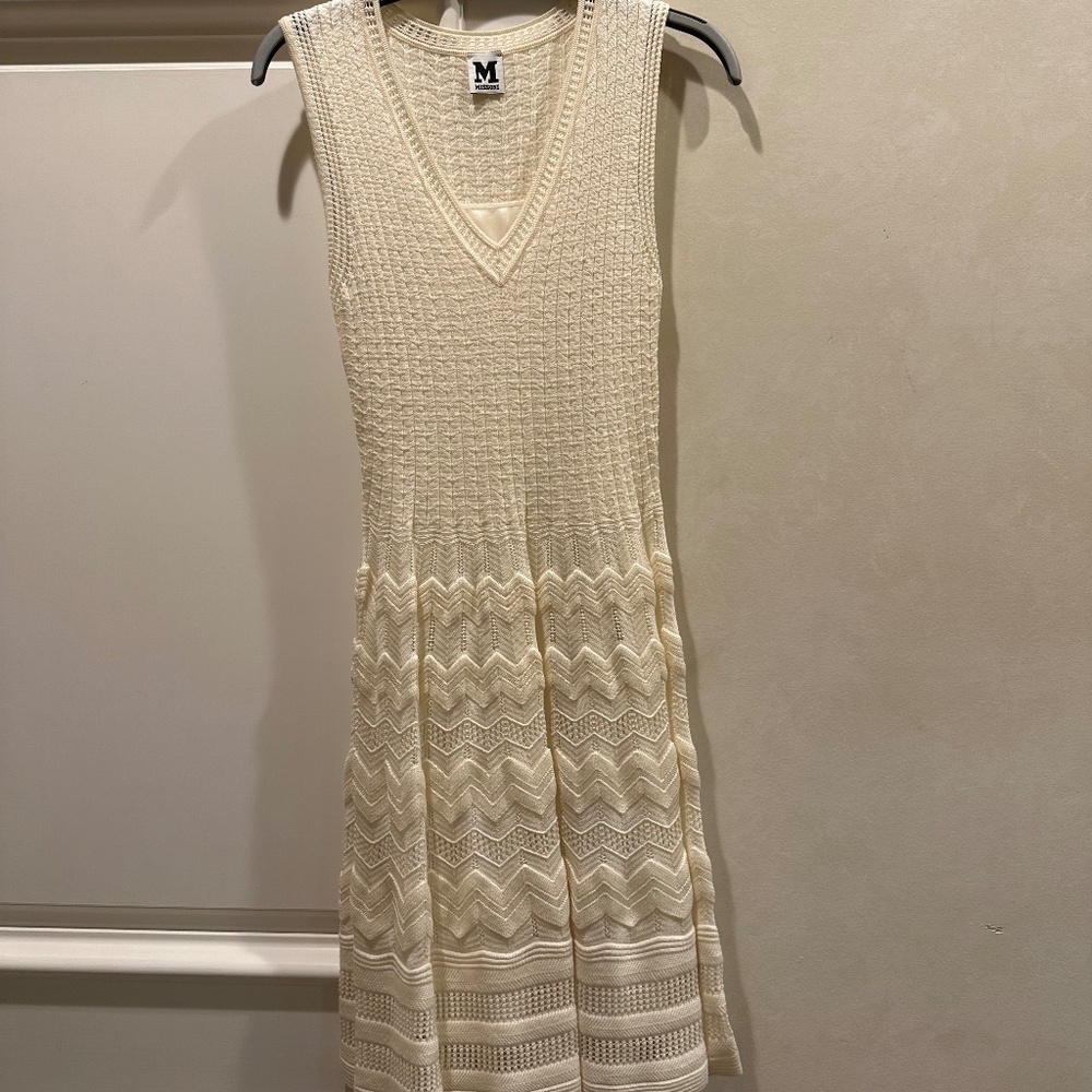 MISSONI white lined summer knit dress, Size Small
